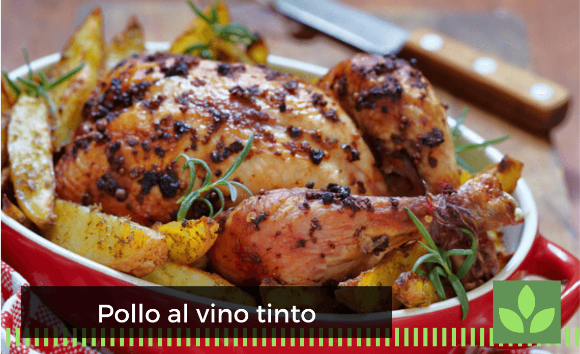 Delicioso pollo al vino tinto con verduras que te encantará